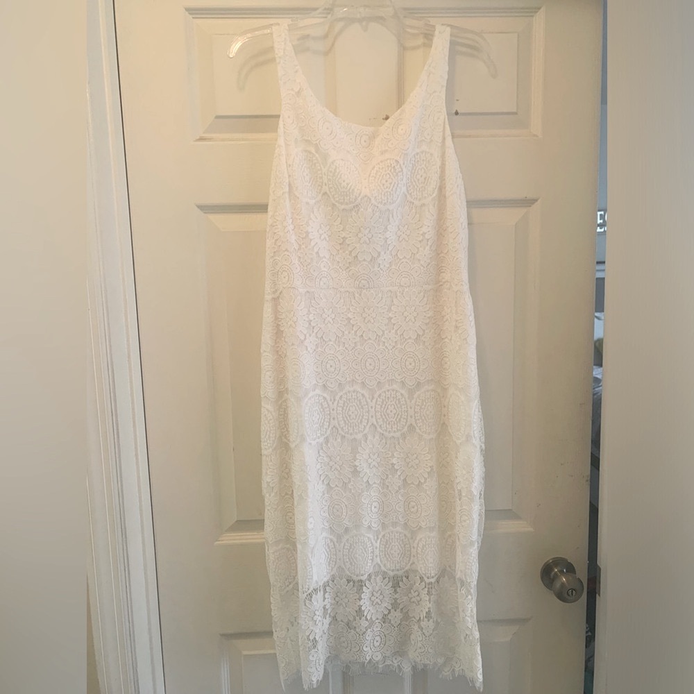 Betsey Johnson white lace midi dress S